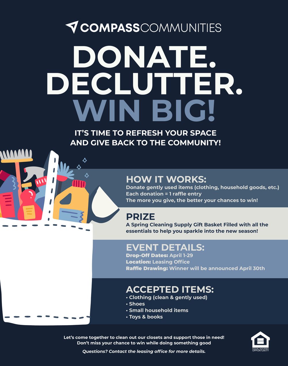 Spring cleaning donation drive flyer
