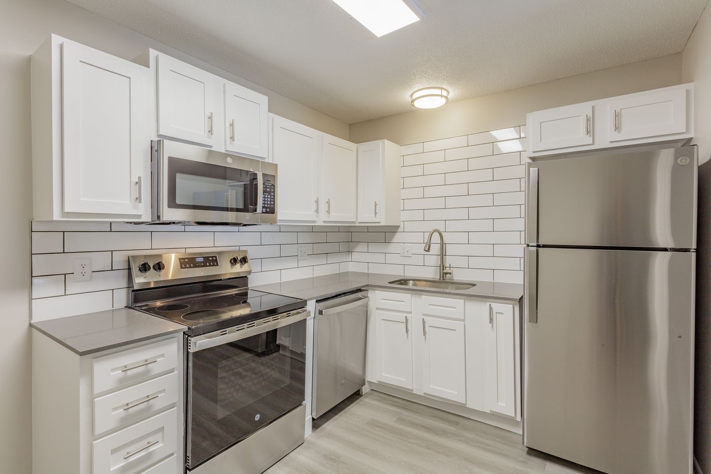 Kitchen with stainless steel appliances
