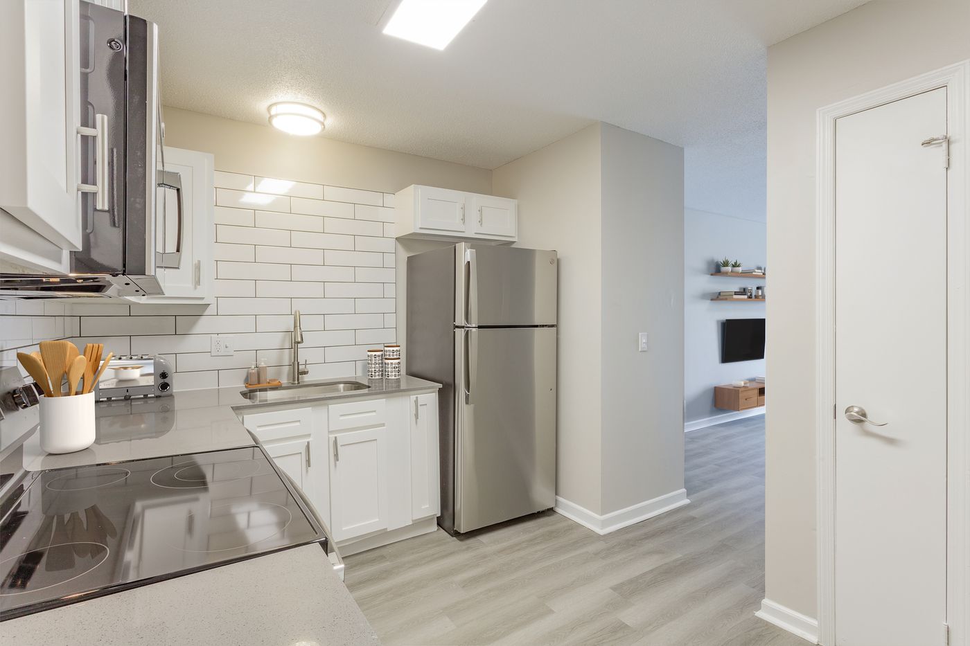 Kitchen open to living room