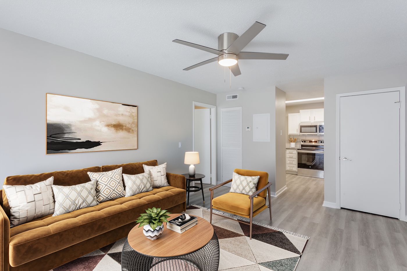 Living room open to kitchen