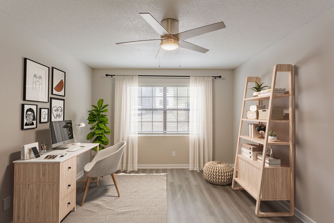 Second bedroom set up as a home office